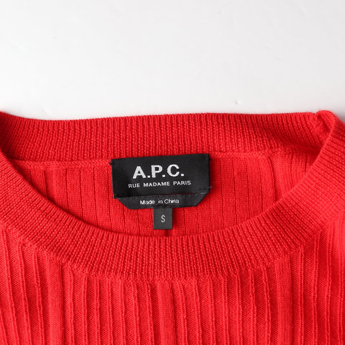아페쎄 APC 메리노 울 스트링 니트 스웨터 레드 상세 이미지 3