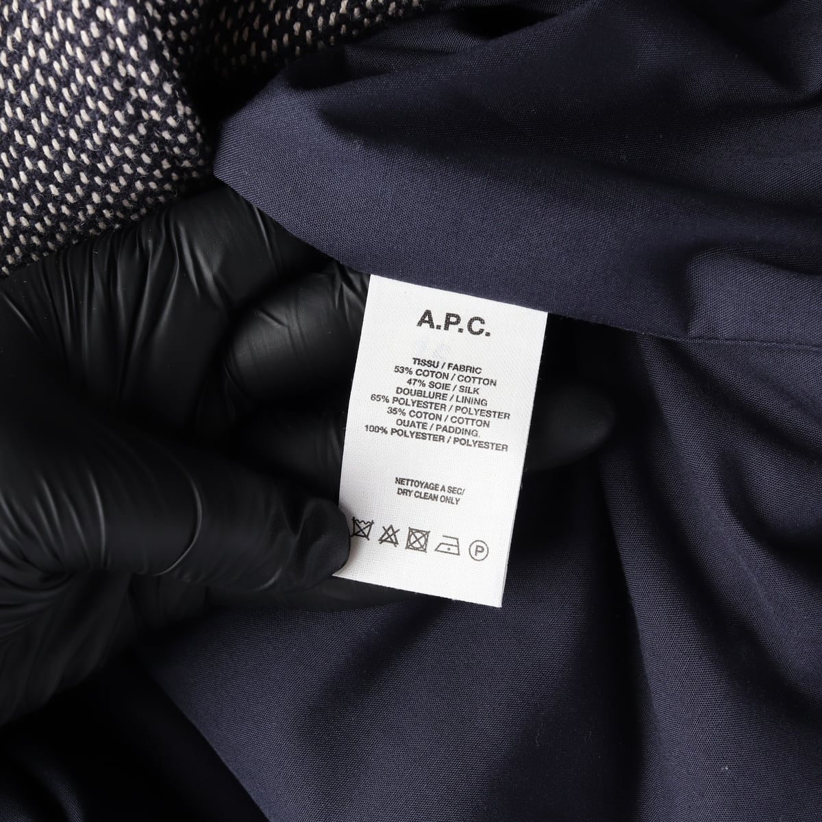 아페쎄 APC 코튼 실크 블렌드 헤링본 싱글 롱 코트 상세 이미지 4