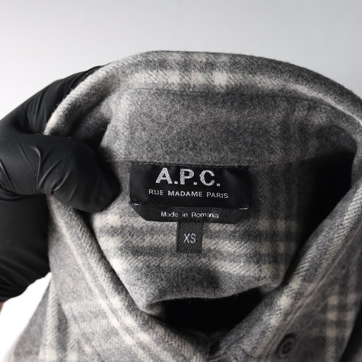 (새상품) 아페쎄 APC 체크 울 셔츠 재킷 그레이 상세 이미지 3