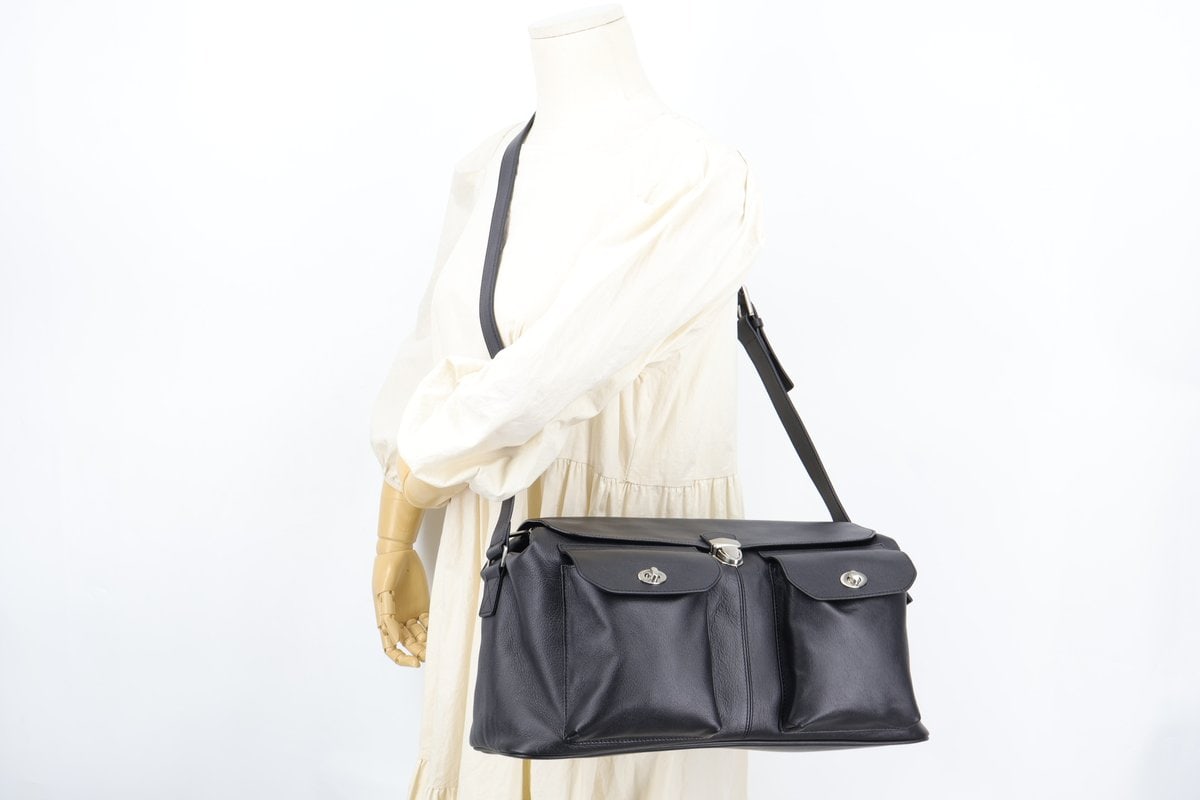 튜드먼트 FLAP POCKET 천연 소가죽 사첼백 숄더백 블랙 이미지 10