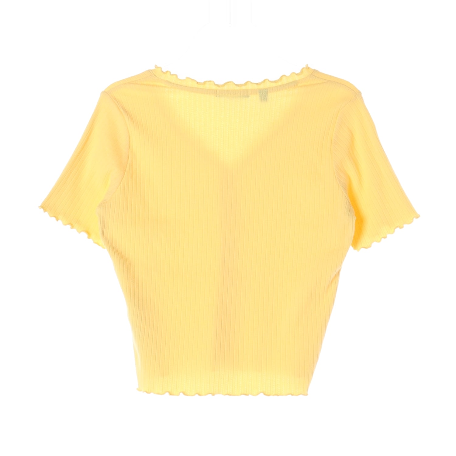 게스 22SS V넥 프릴 골지 니트 반팔 티셔츠 이미지 2