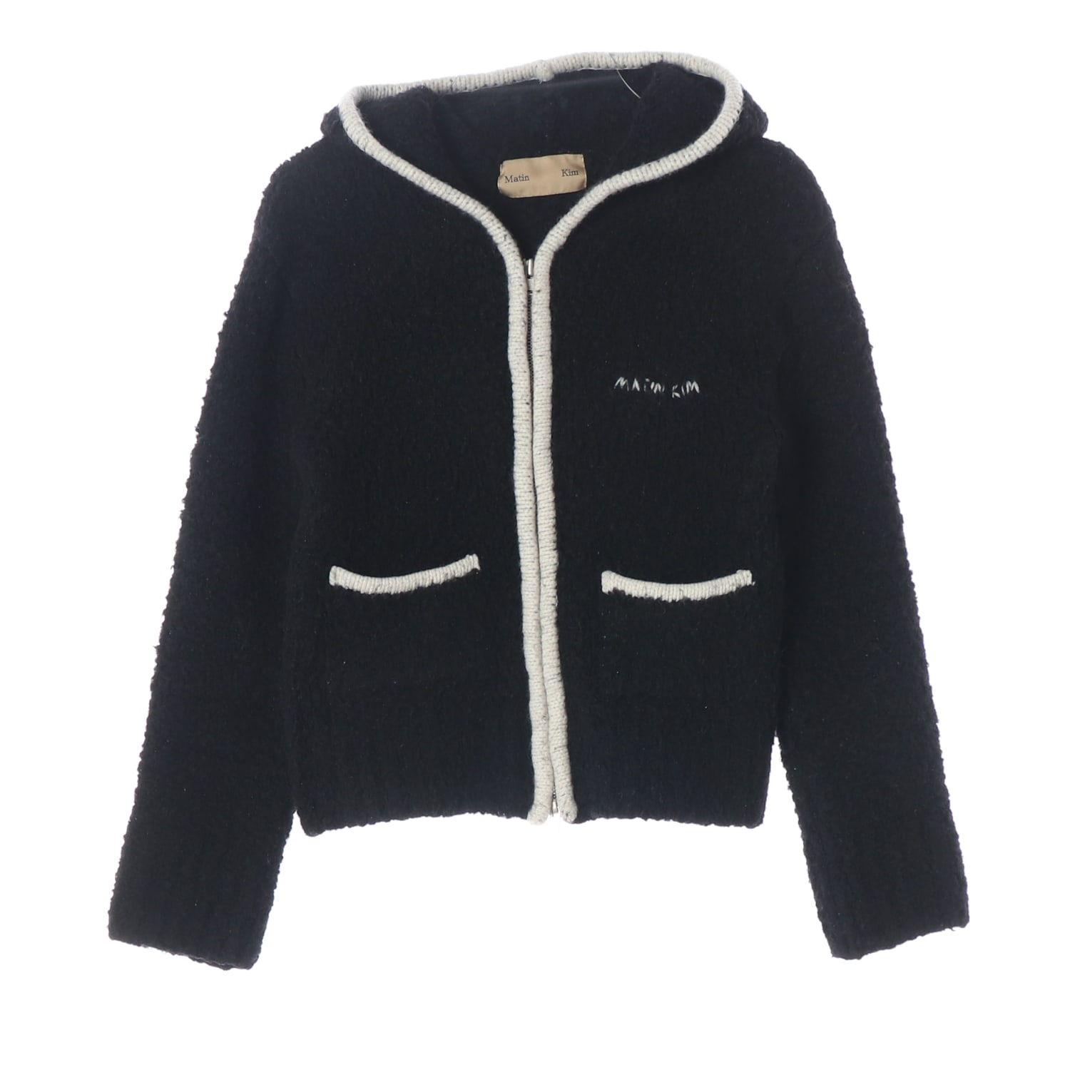 마뗑킴 22FW 라인 포인트 후드 집업 가디건 블랙 이미지 1