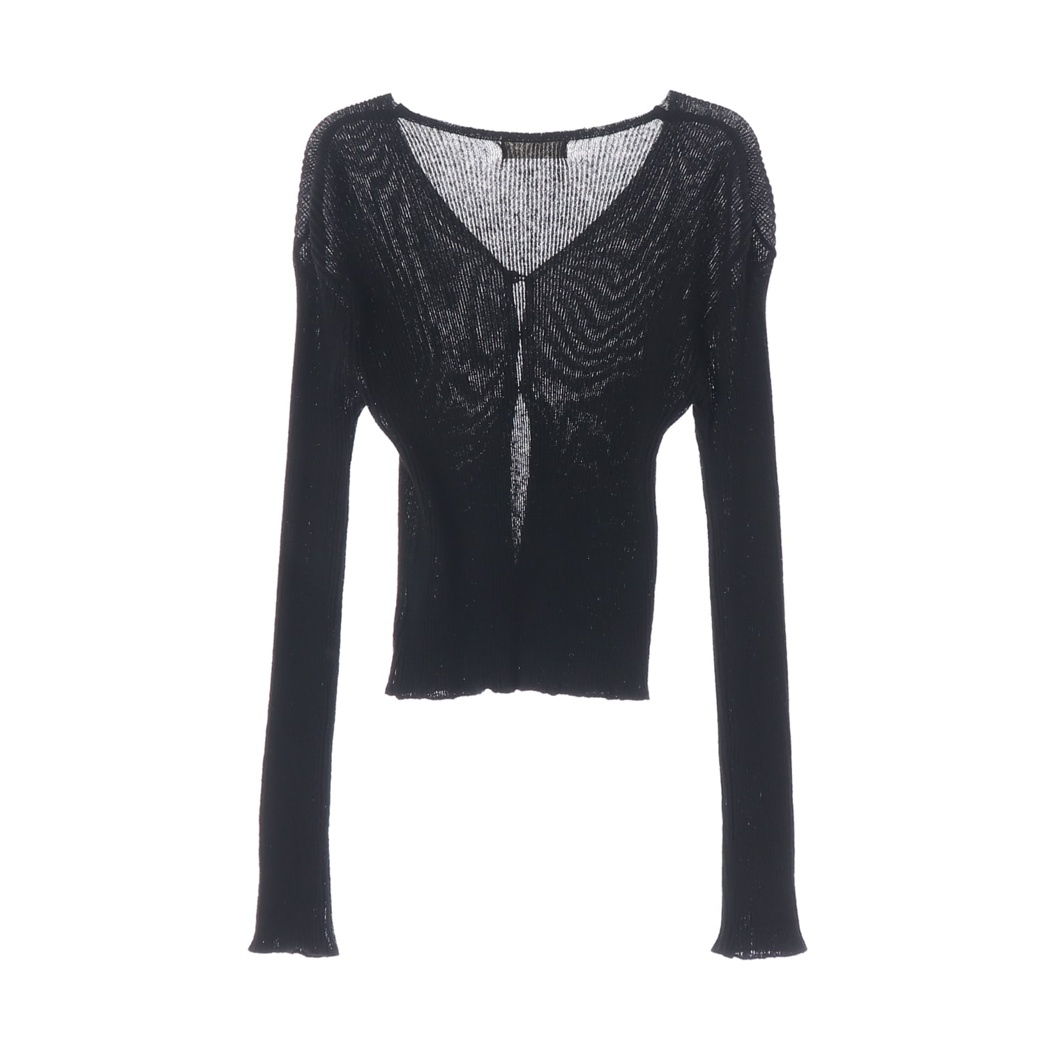 리엘 RE_L 23SS 린넨 블렌드 리브드 썸머 니트 가디건 블랙 이미지 2