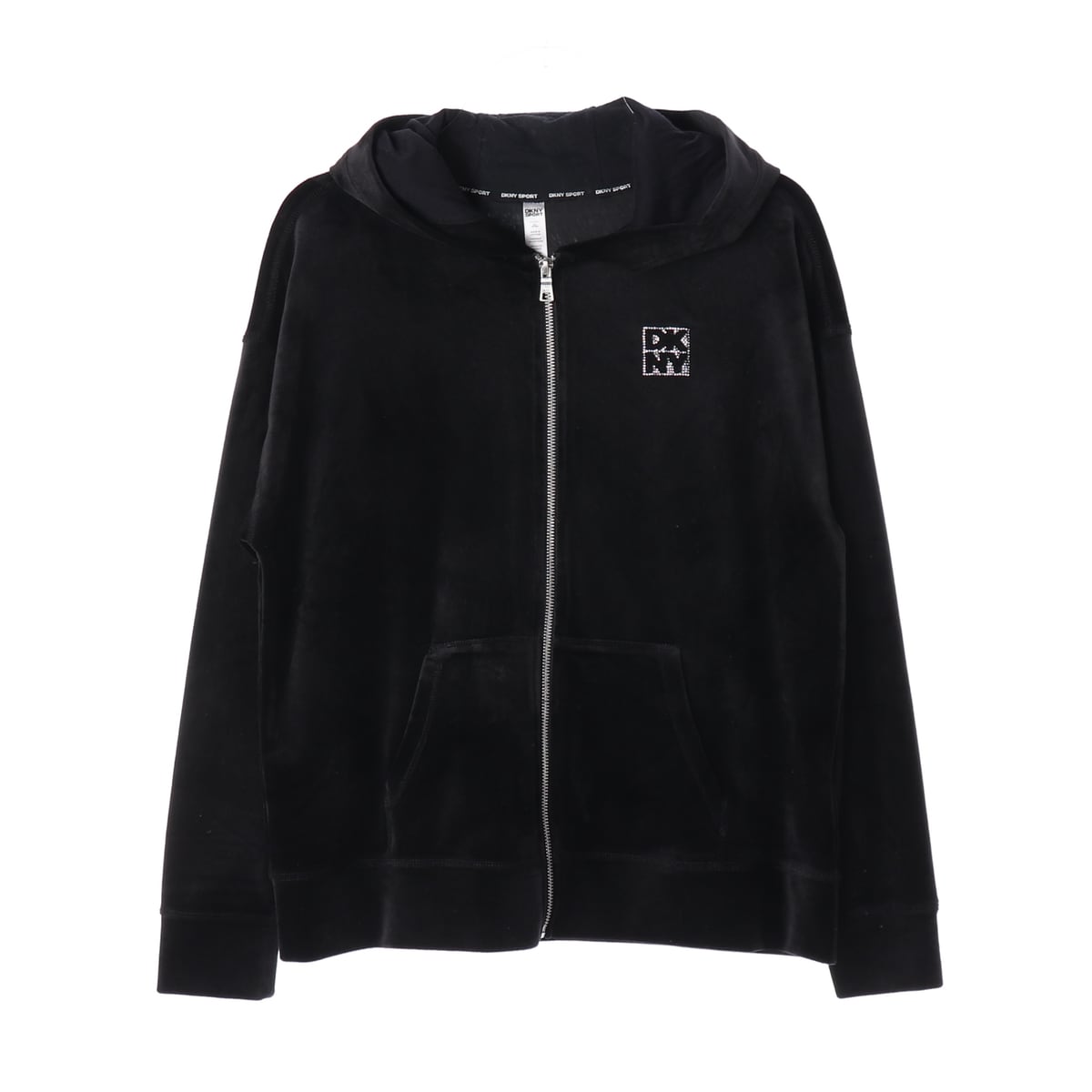 디케이엔와이 DKNY 25FW 플래티넘 벨루어 라인스톤 후드집업 셋업 상세 이미지 1