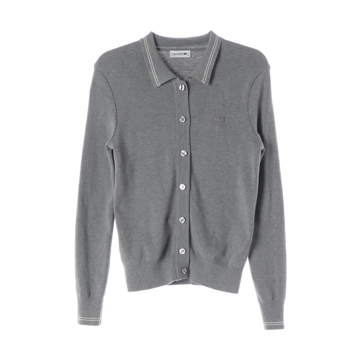 라코스테 22FW 울 100% 카라 버튼 가디건 그레이 상세 이미지 1