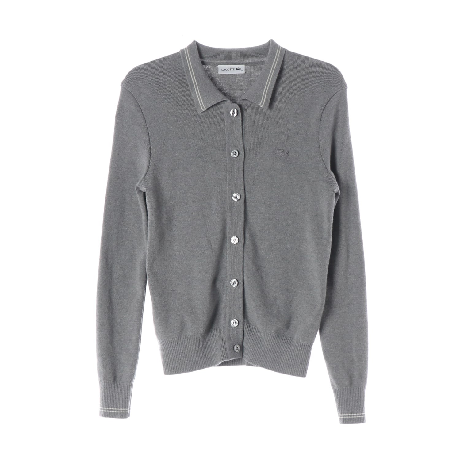 라코스테 22FW 울 100% 카라 버튼 가디건 그레이 이미지 1