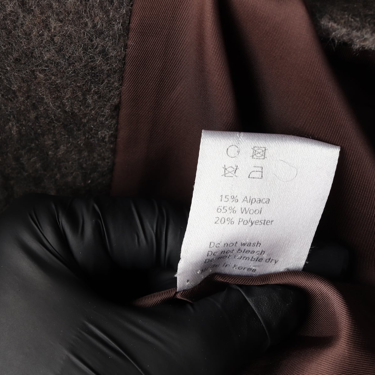 문달 후드 더블 브레스티드 울 알파카 하프 코트 상세 이미지 4