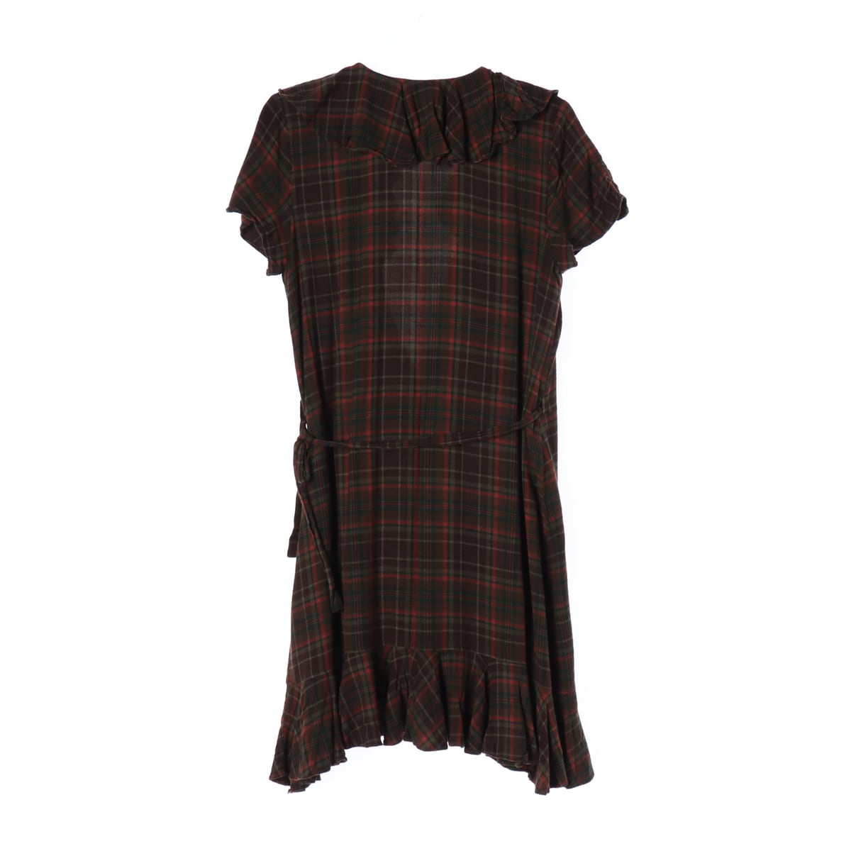 데님앤서플라이 체크 패턴 프릴 랩 반팔 숏 원피스 상세 이미지 2