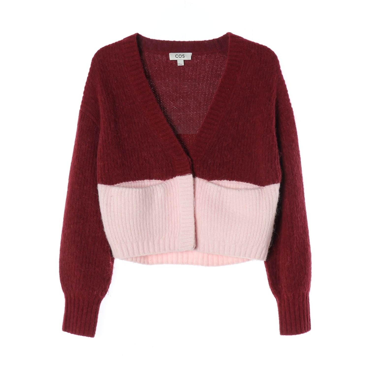 코스 22FW 투톤 컬러 블록 알파카 울 V넥 가디건 이미지 1
