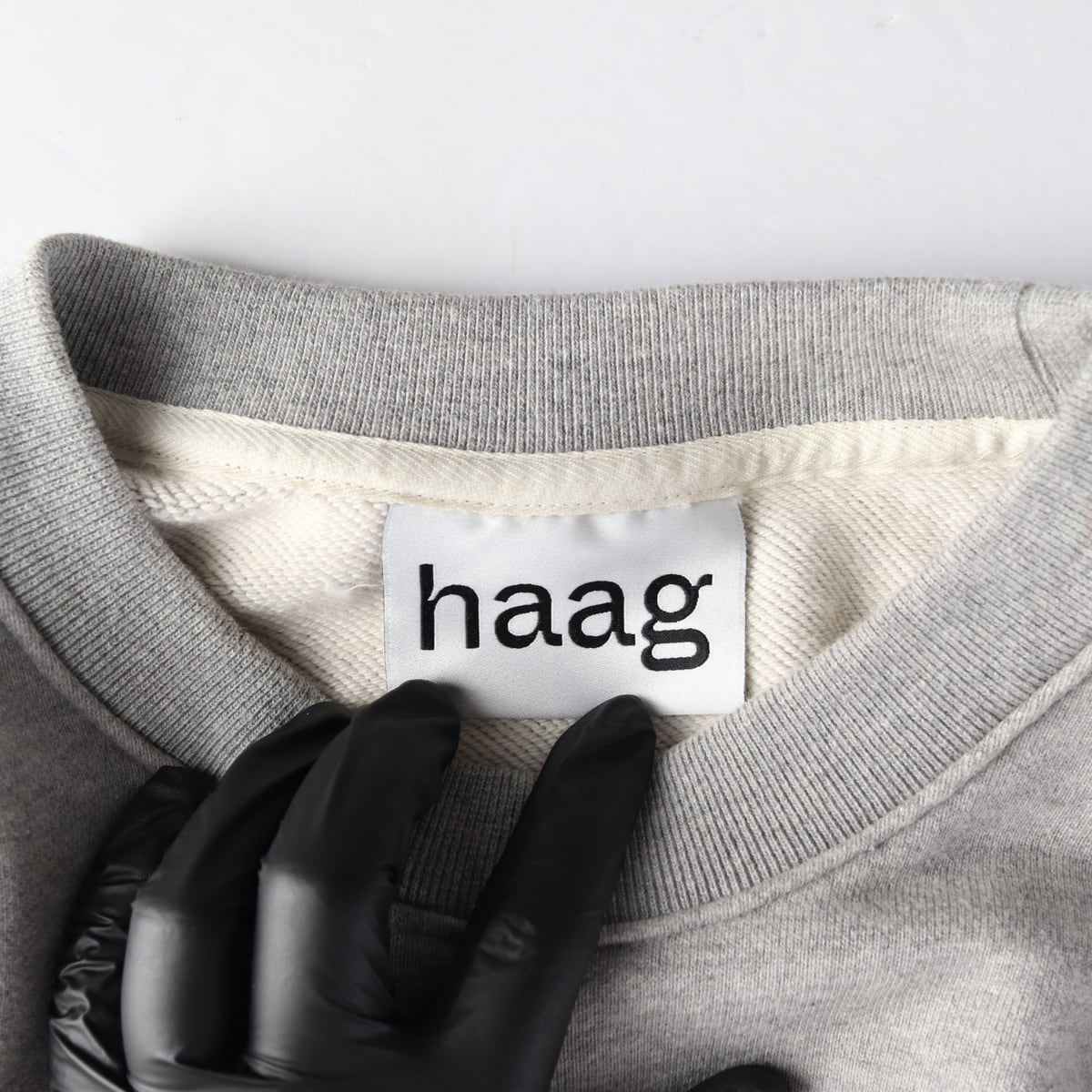 헤이그 23FW haag 로고 자수 면 맨투맨 스웨트셔츠 멜란지그레이 상세 이미지 3
