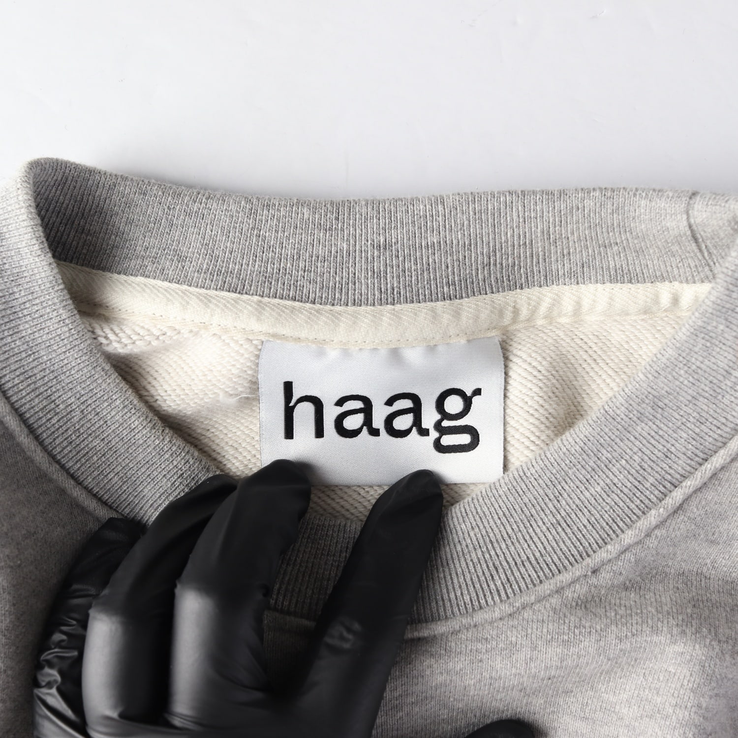 헤이그 23FW haag 로고 자수 면 맨투맨 스웨트셔츠 멜란지그레이 이미지 3