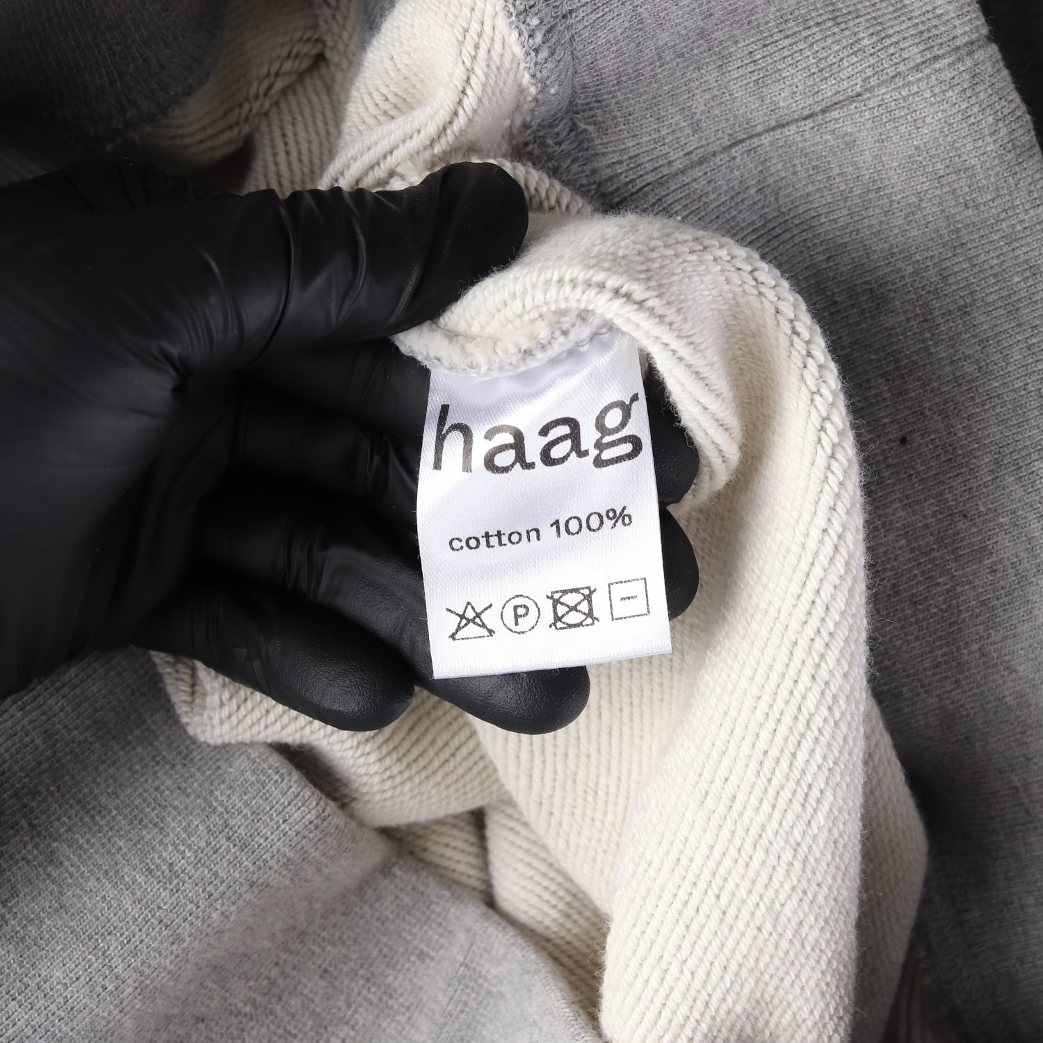 헤이그 23FW haag 로고 자수 면 맨투맨 스웨트셔츠 멜란지그레이 이미지 4
