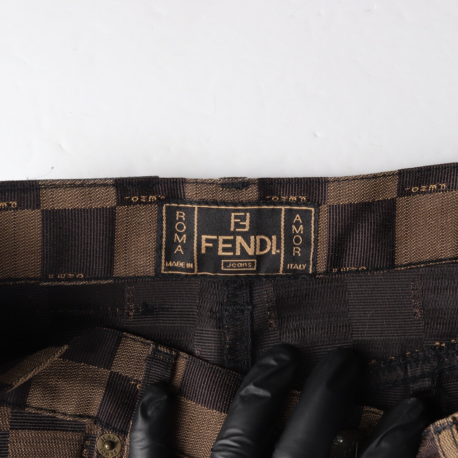 펜디 FENDI 깅엄 체크 패턴 데님 미디 스커트 이미지 3