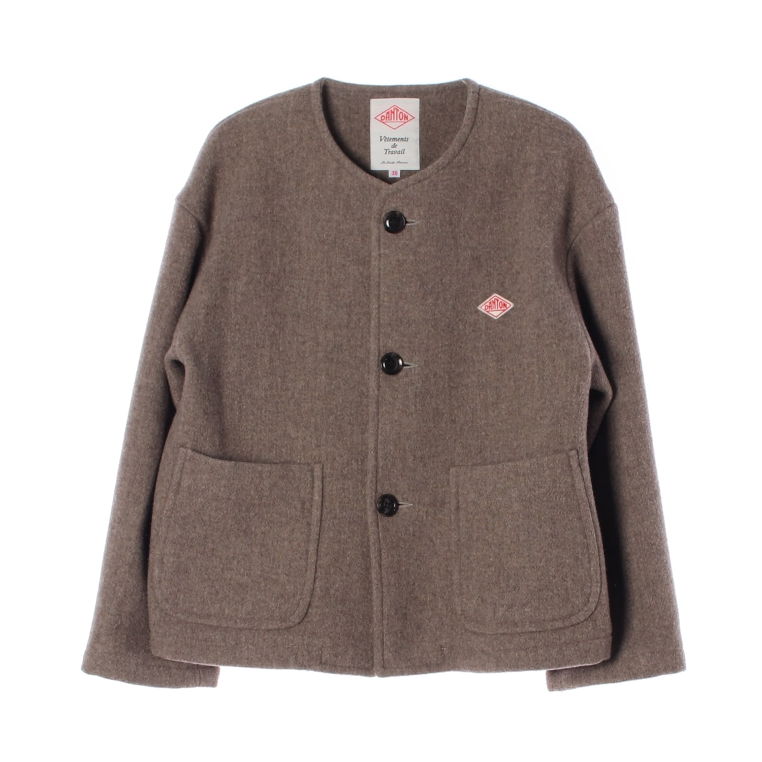 단톤 21FW 카라리스 노카라 울 싱글 재킷 숏 코트 헤더베이지 이미지 1
