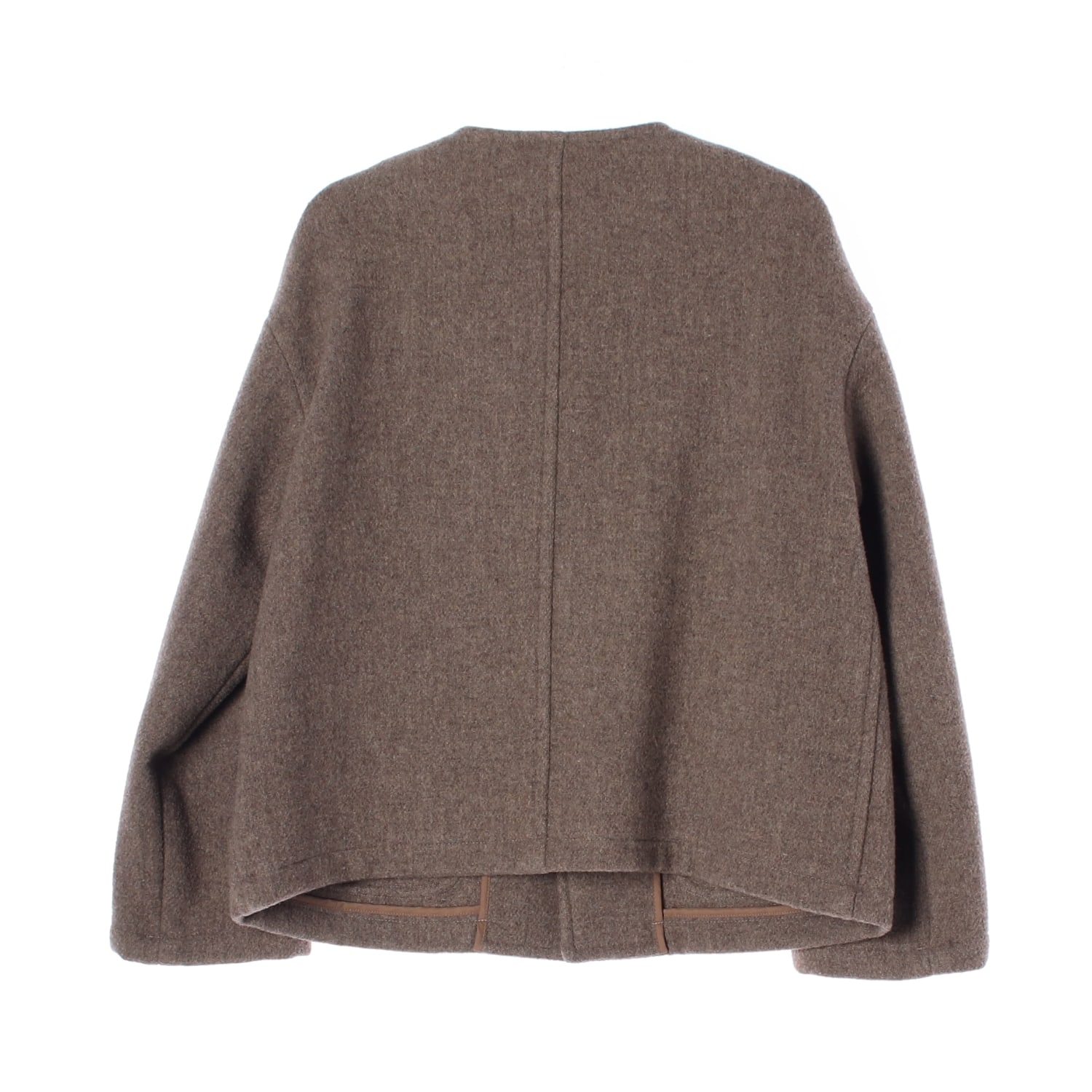 단톤 21FW 카라리스 노카라 울 싱글 재킷 숏 코트 헤더베이지 이미지 2