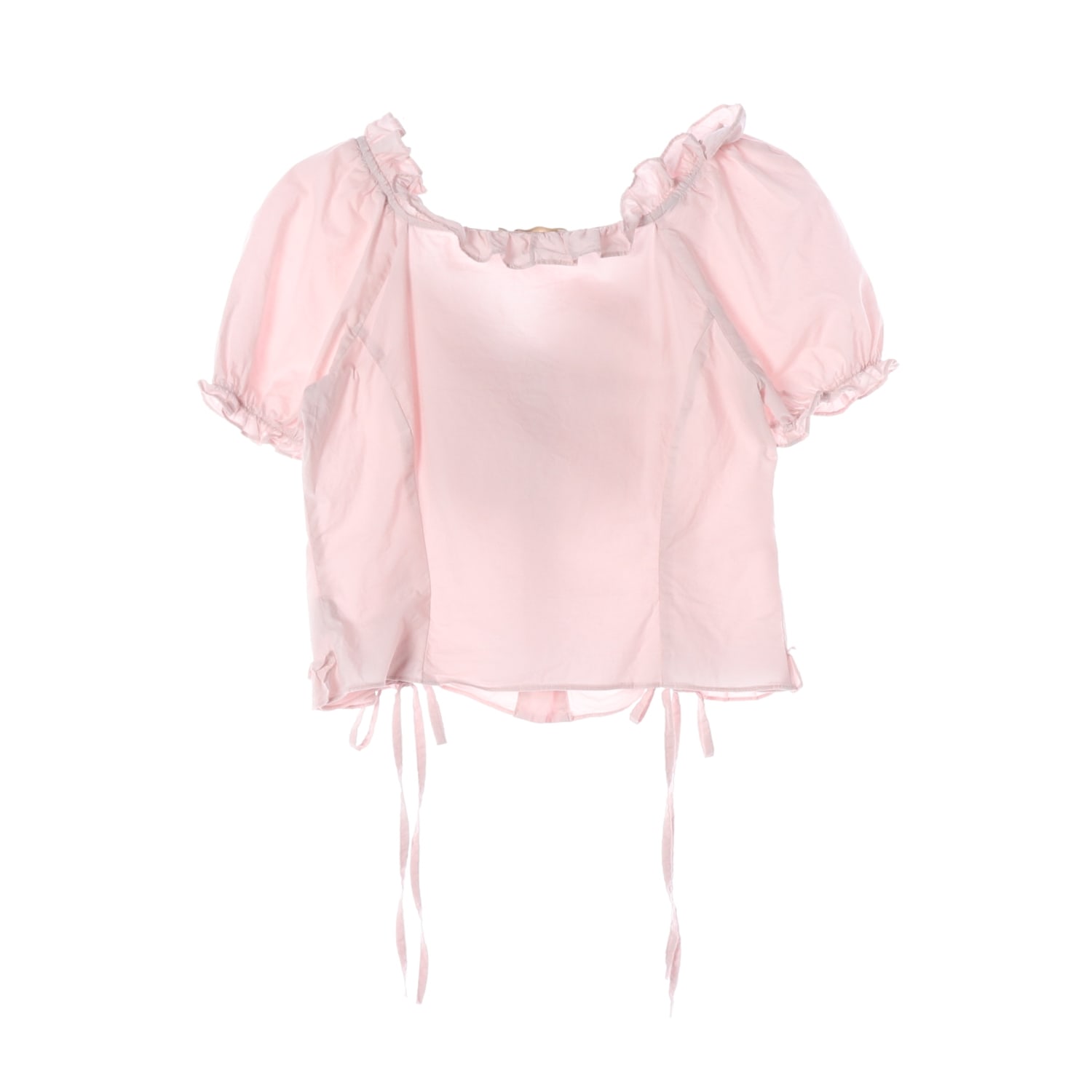 루시르주 러플 퍼프 소매 크롭 블라우스 이미지 2