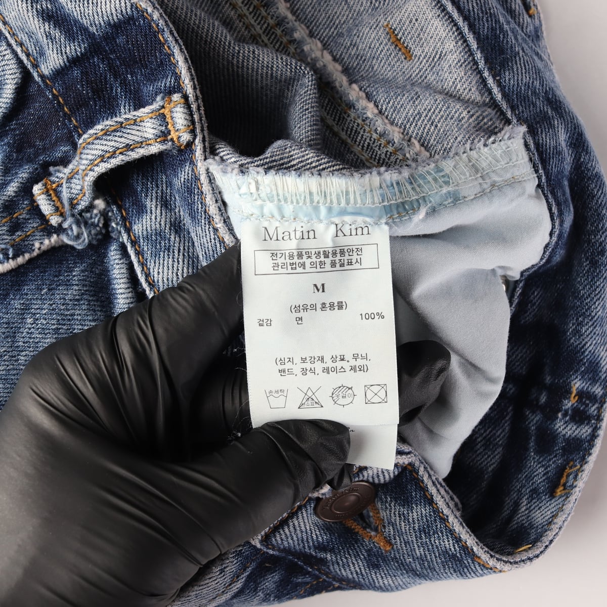 마뗑킴 24SS 워시드 하프 데님 팬츠 블루 상세 이미지 4