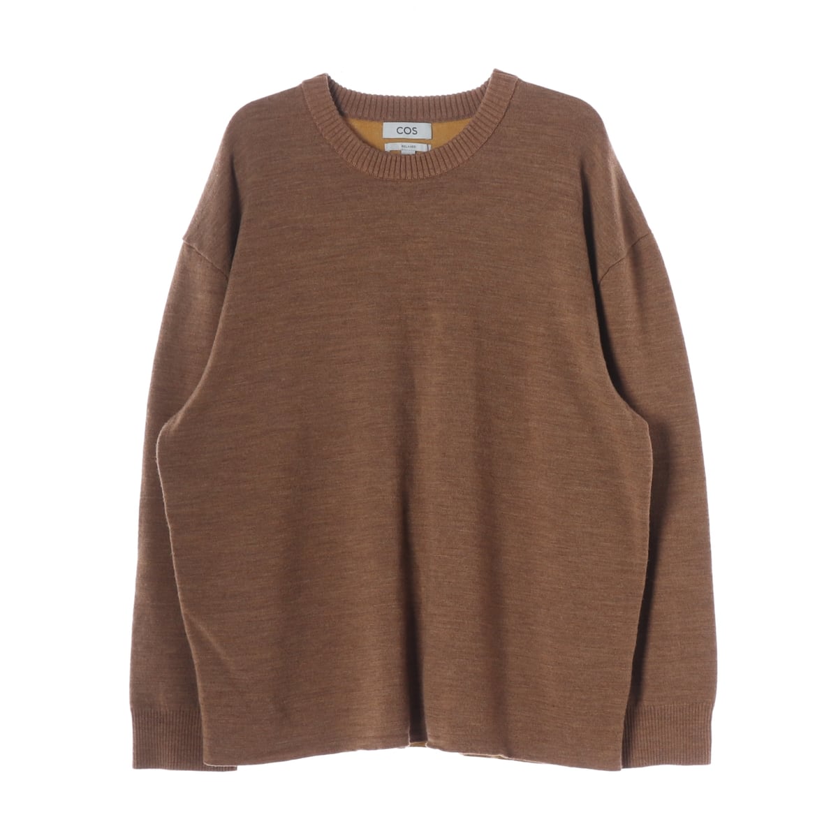 코스 22FW 오버핏 라운드넥 울 블렌드 라운드 니트 스웨터 카멜 상세 이미지 1