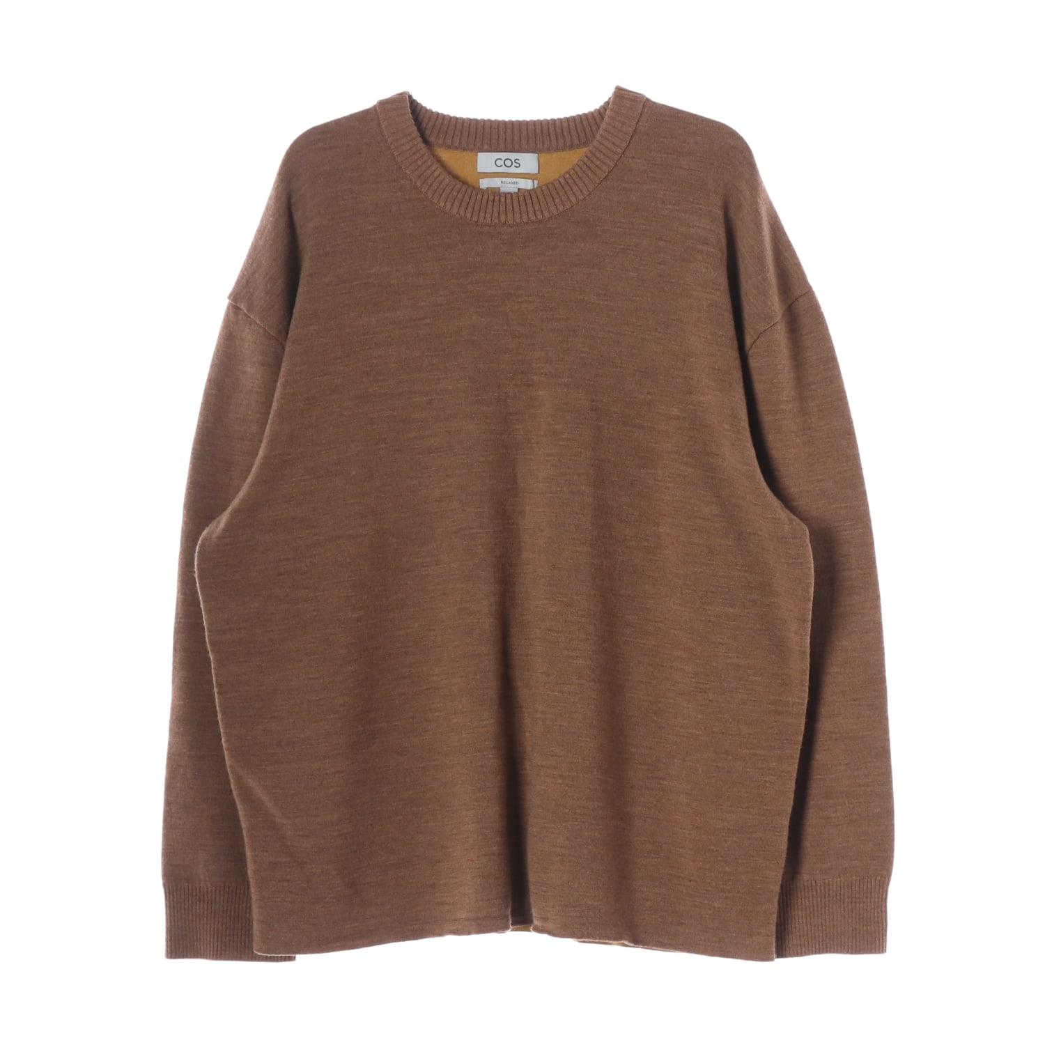 코스 22FW 오버핏 라운드넥 울 블렌드 라운드 니트 스웨터 카멜 이미지 1