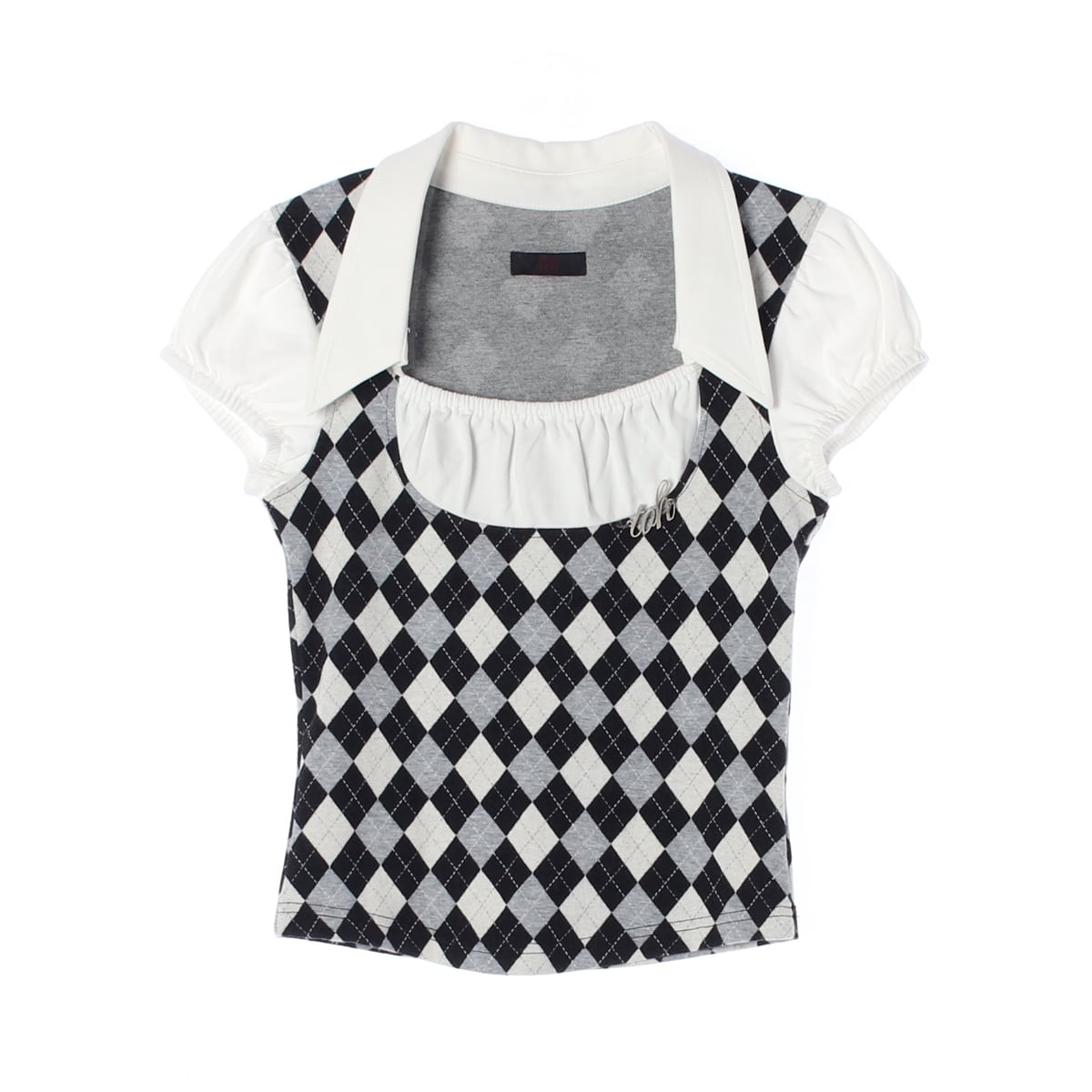 티오에이치 TOH 25SS DOLLY TOP 아가일 패턴 슬림핏 셔츠 블라우스 상세 이미지 1