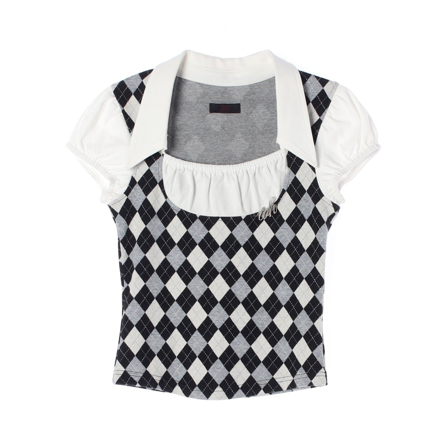 티오에이치 TOH 25SS DOLLY TOP 아가일 패턴 슬림핏 셔츠 블라우스 이미지 1
