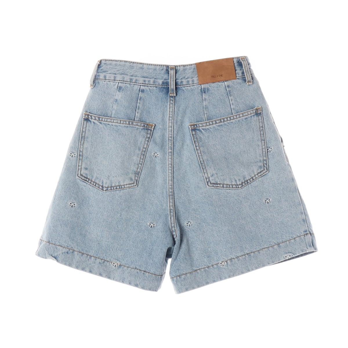 틸아이다이 리본 자수 와이드핏 데님 숏팬츠 상세 이미지 2
