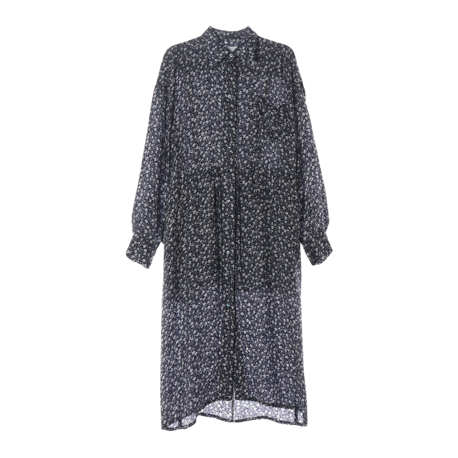 프론트로우 X 푸시버튼 플로럴 프린트 오버핏 큐프라 롱 원피스 이미지 1