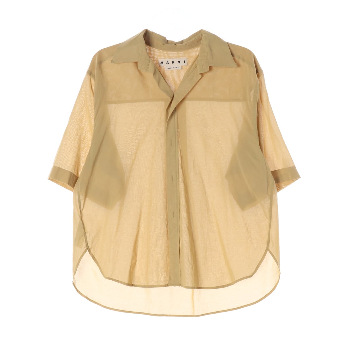 마르니 오버핏 오픈카라 반팔 면 셔츠 블라우스 상세 이미지 1