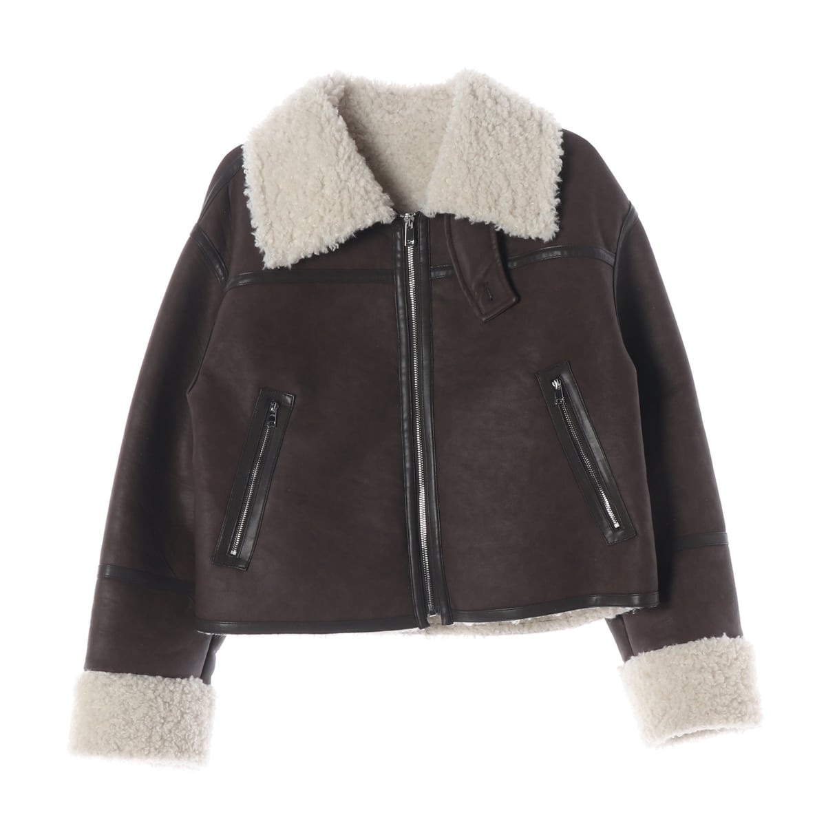 아틀리에 나인 24FW 크롭 인조가죽 무스탕 재킷 상세 이미지 1