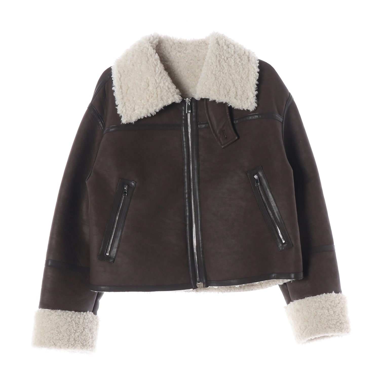 아틀리에 나인 24FW 크롭 인조가죽 무스탕 재킷 이미지 1