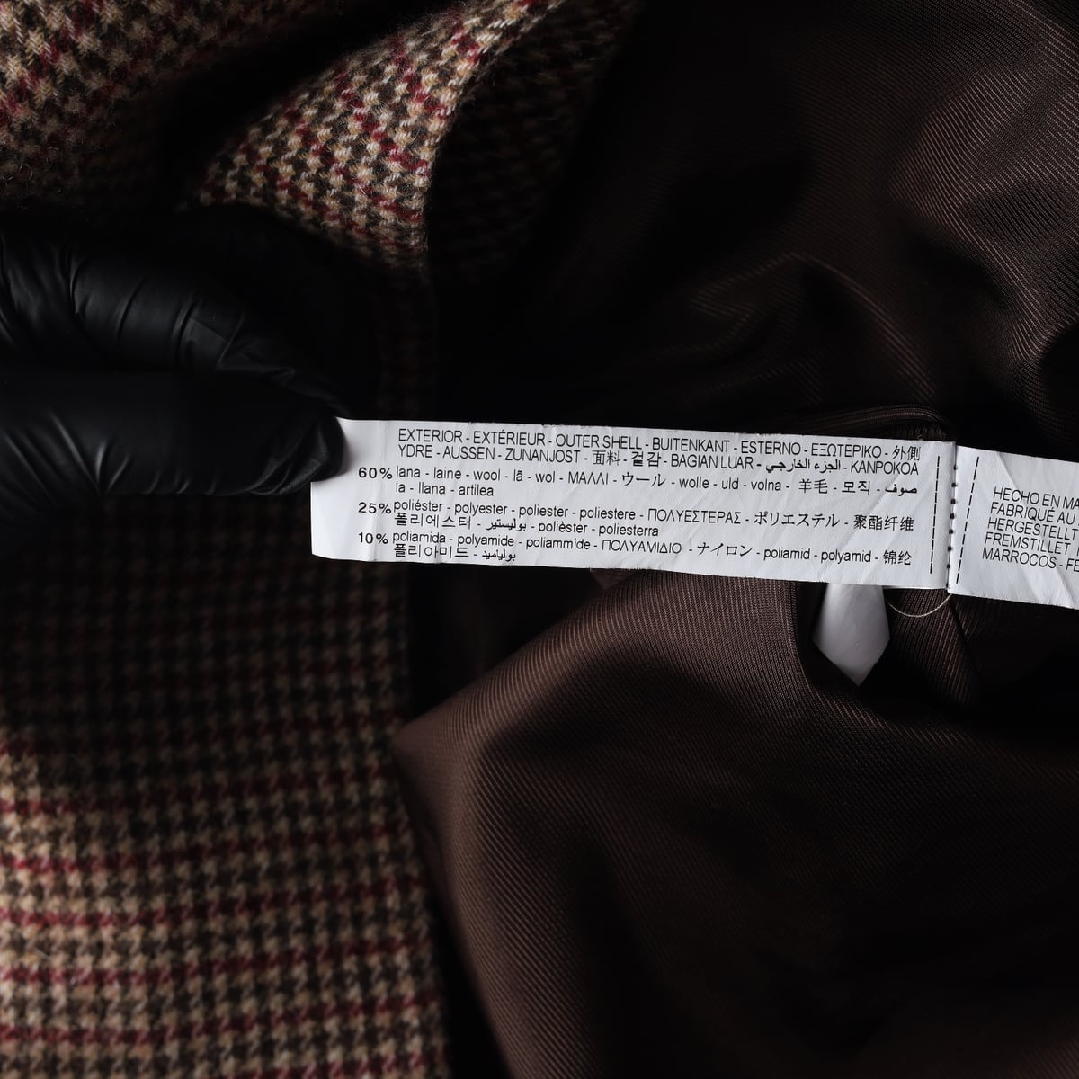 자라 글렌 체크 패턴 울 블렌드 롱 코트 상세 이미지 4