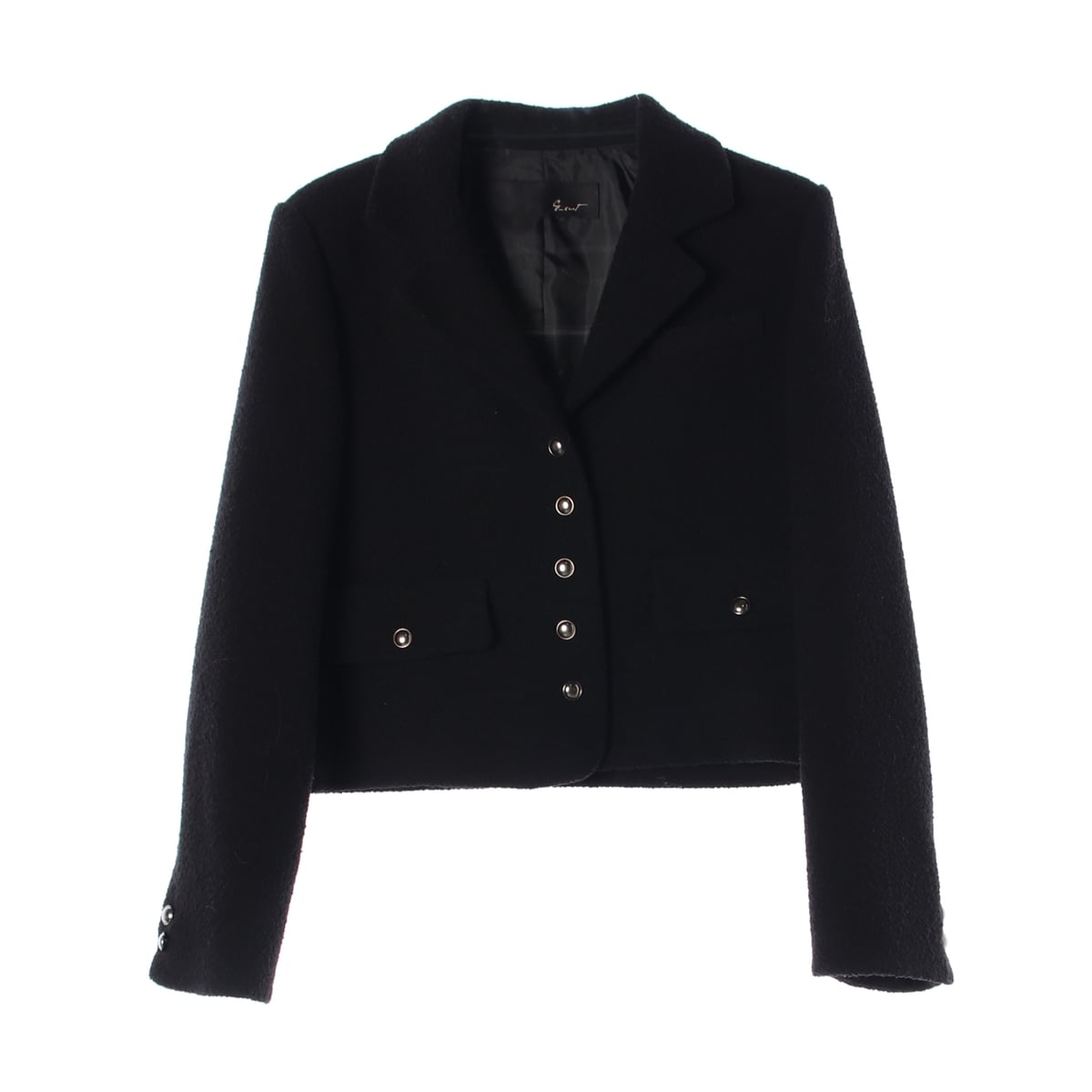 지컷 23FW 울 블렌드 크롭 버튼 숏 재킷 블랙 상세 이미지 1