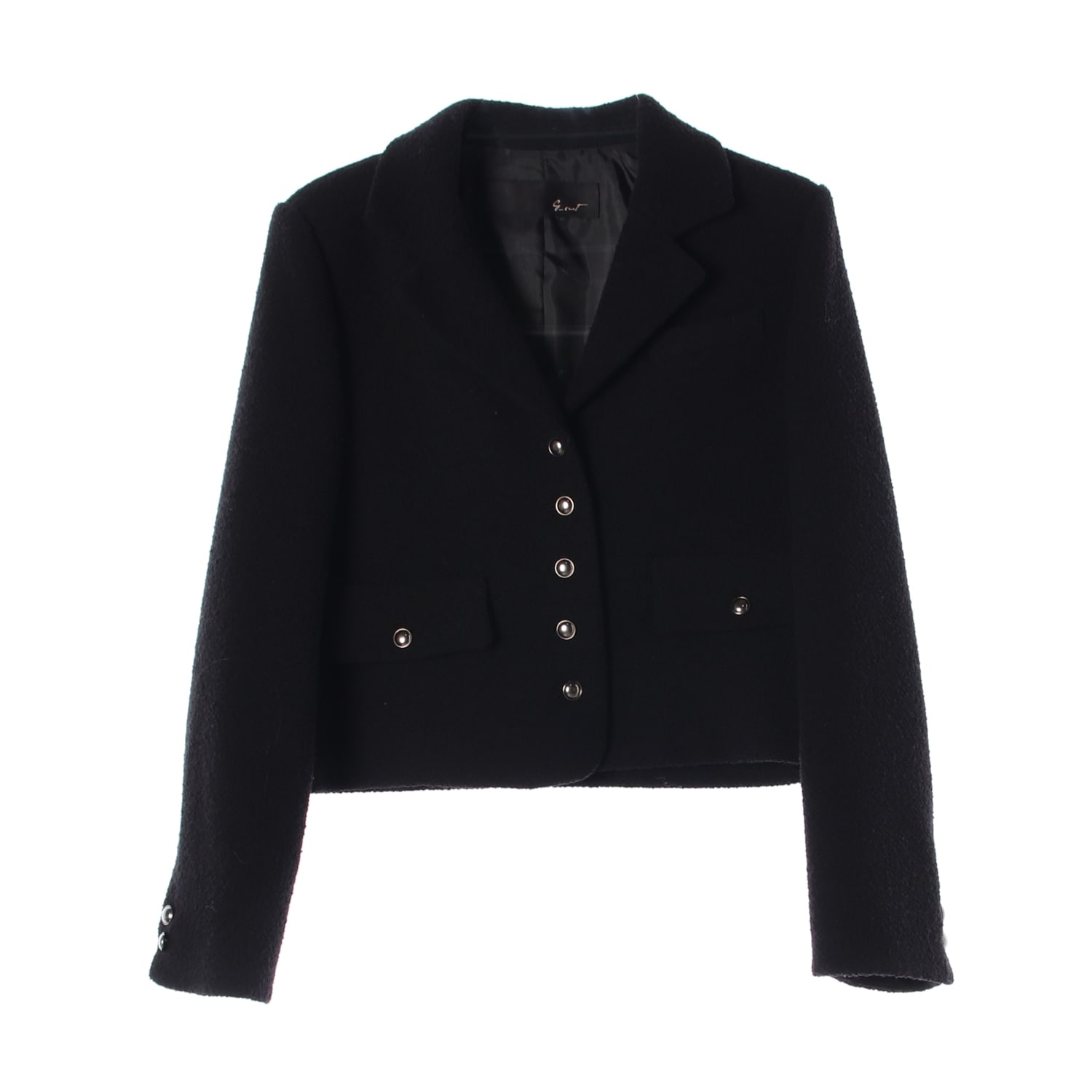 지컷 23FW 울 블렌드 크롭 버튼 숏 재킷 블랙 이미지 1