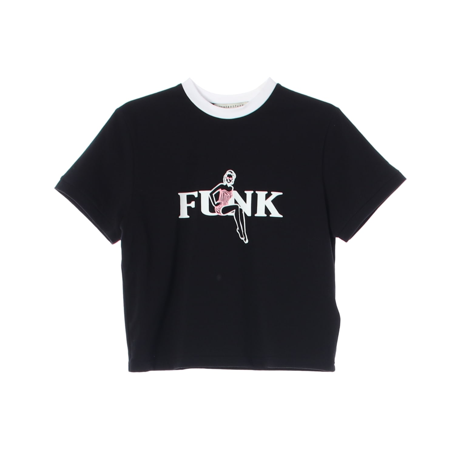 인스턴트펑크 FUNK 그래픽 프린트 크롭 반팔 티셔츠 이미지 1