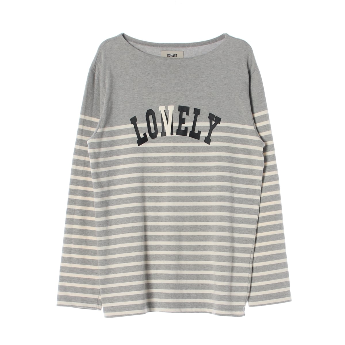 노앙 오버핏 스트라이프 LOVELY 레터링 긴팔 티셔츠 상세 이미지 1