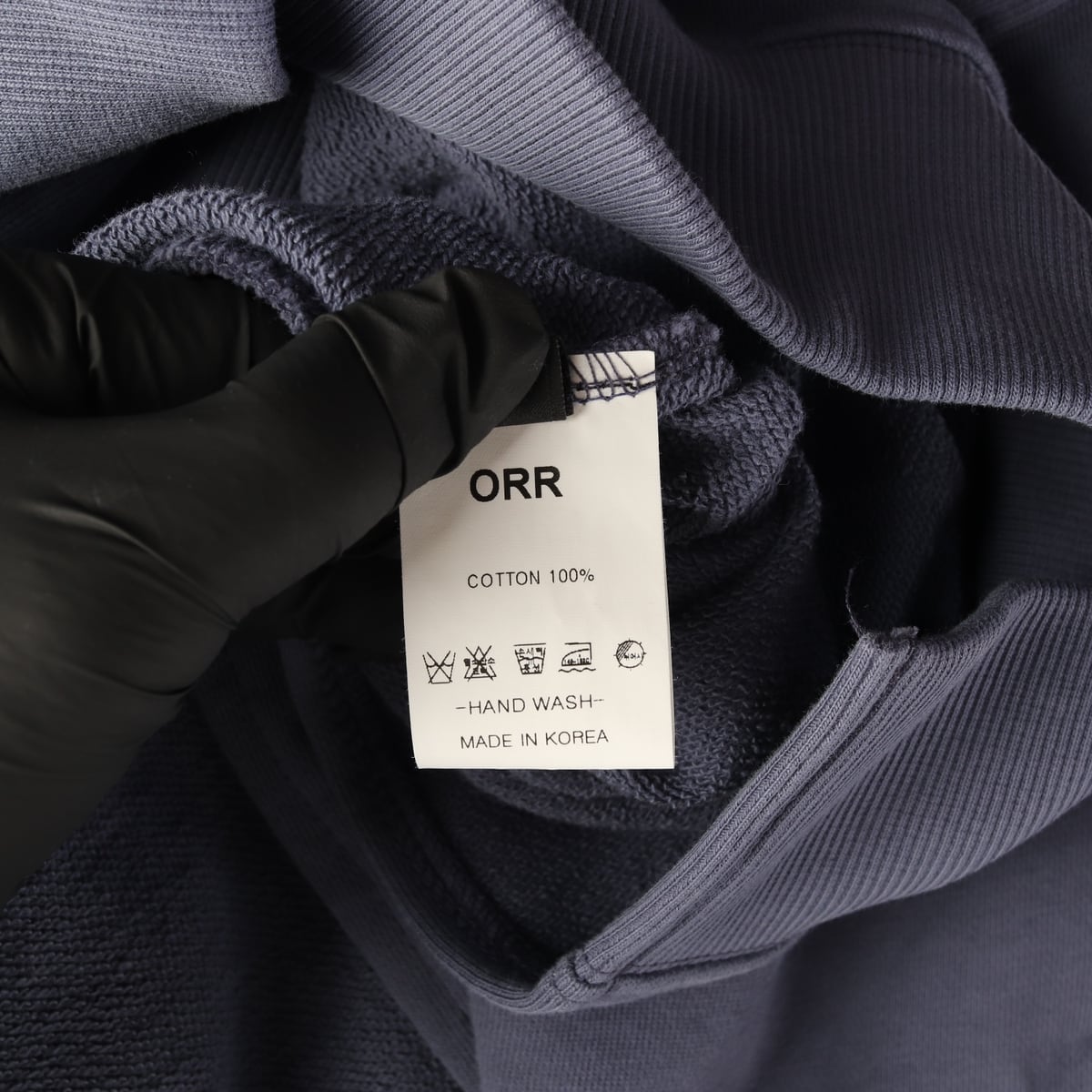 오르 ORR 오버핏 사이드 슬릿 면 맨투맨 스웨트셔츠 블루  상세 이미지 4