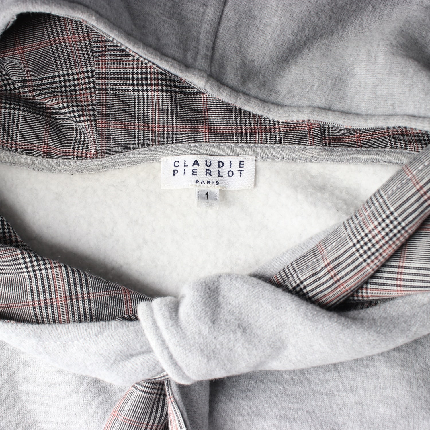 끌로디피에로 체크 안감 머플러 면 후드티 이미지 3