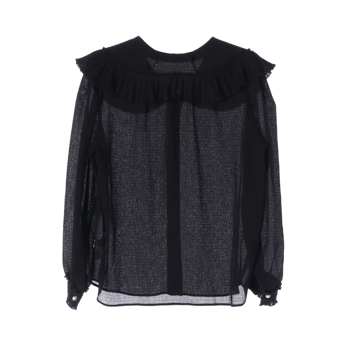 마인 21FW 플리츠 와이드 카라 블라우스 블랙 상세 이미지 2