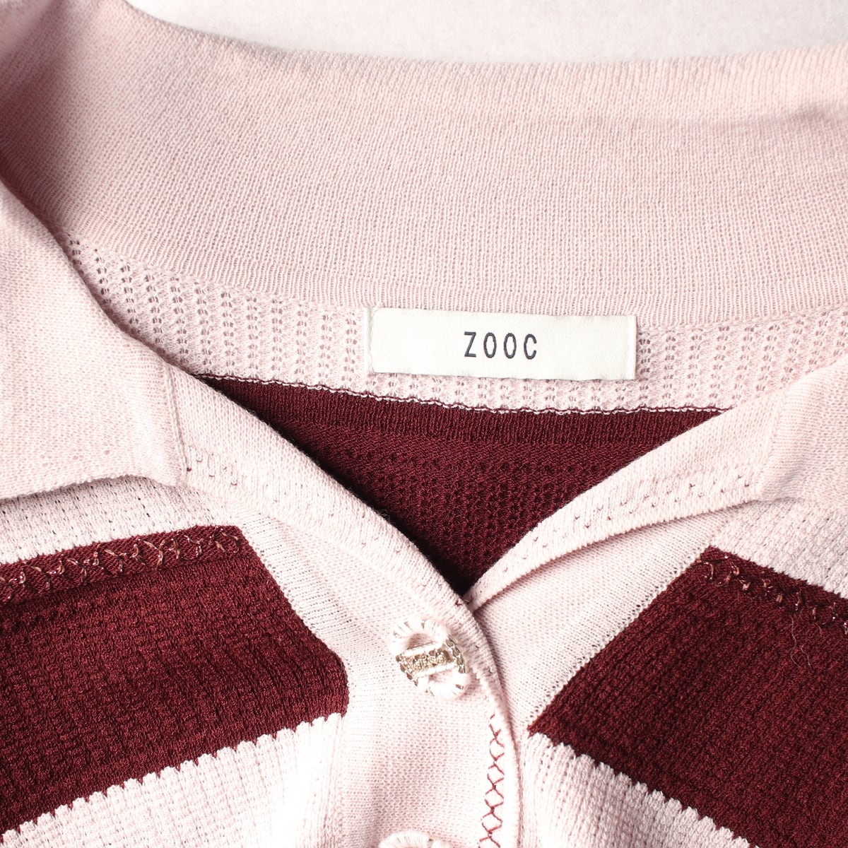 주크 22FW 스트라이프 카라넥 7부 소매 니트 스웨터 상세 이미지 3