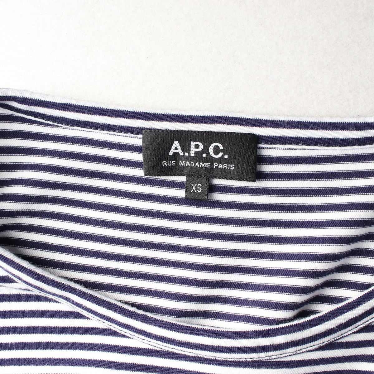 아페쎄 APC 스트라이프 코튼 반팔 티셔츠 화이트 네이비 상세 이미지 3