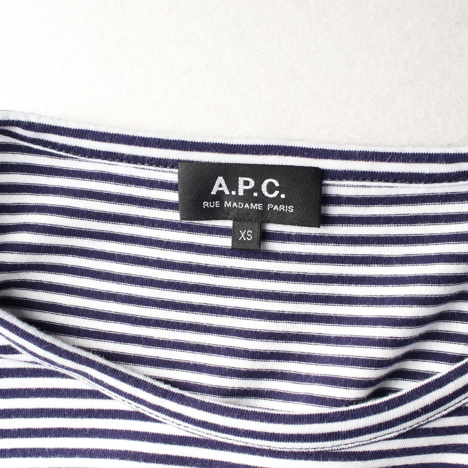 아페쎄 APC 스트라이프 코튼 반팔 티셔츠 화이트 네이비 이미지 3