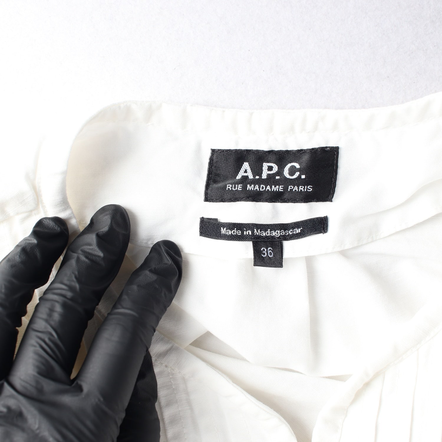 아페쎄 APC 린넨 핀턱 플리츠 반팔 숏 원피스 화이트 이미지 3