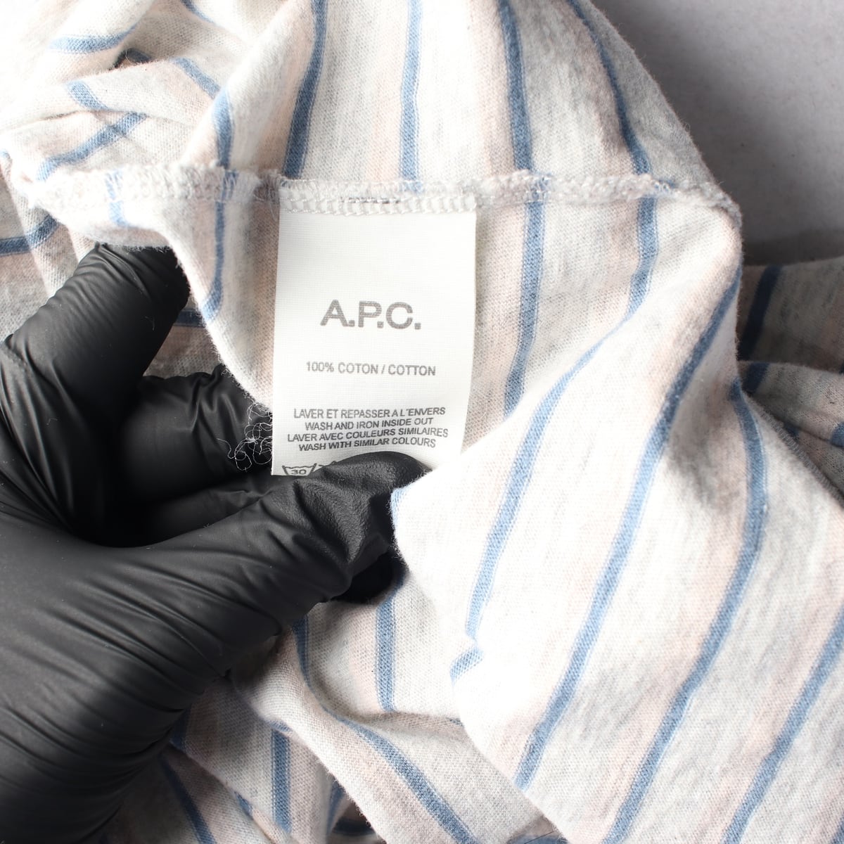 아페쎄 APC 스트라이프 면 긴팔 티셔츠 헤더그레이 상세 이미지 4