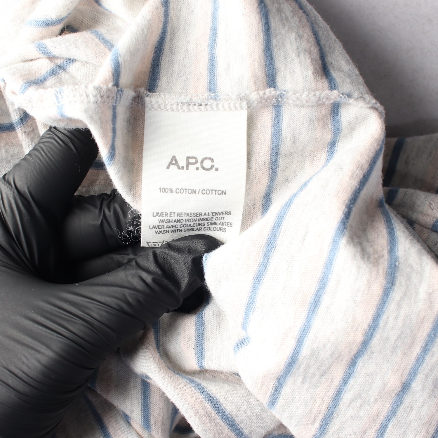 아페쎄 APC 스트라이프 면 긴팔 티셔츠 헤더그레이 이미지 4