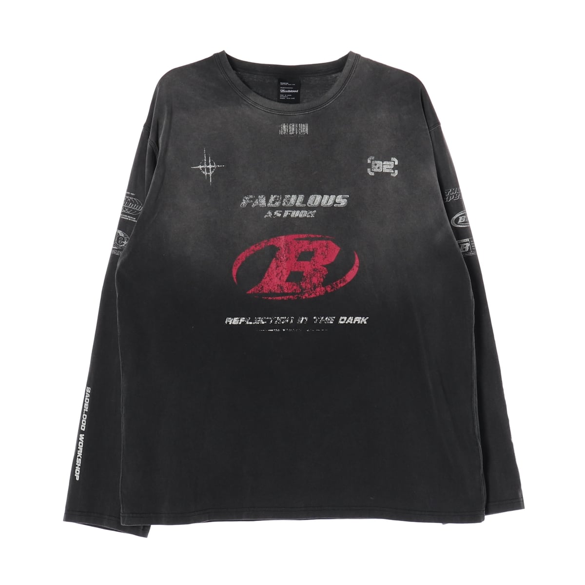 배드블러드 23FW 그래픽 프린트 빈티지 워싱 오버핏 긴팔 티셔츠 상세 이미지 1