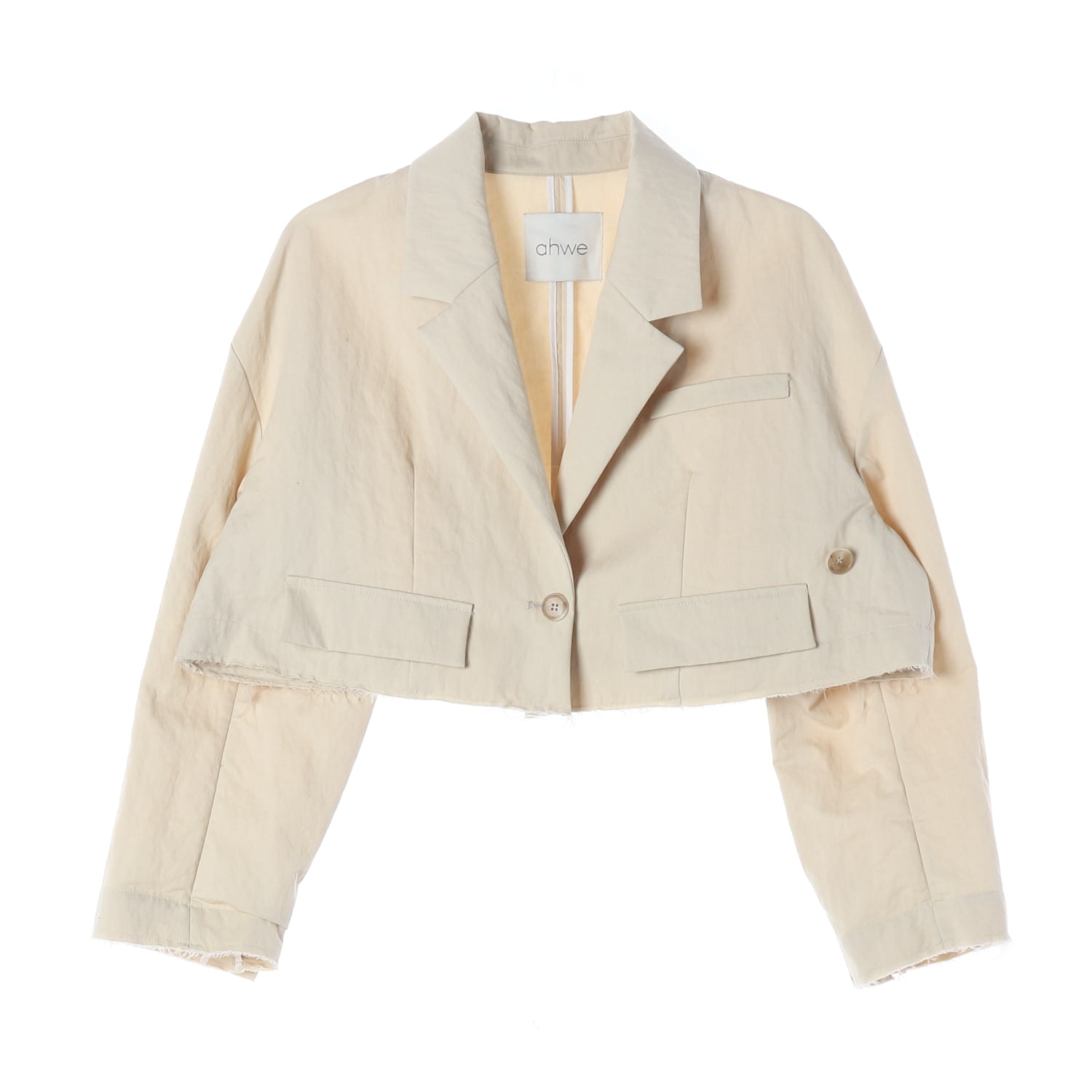 아위 22SS 크롭핏 싱글 버튼 면 재킷 이미지 1