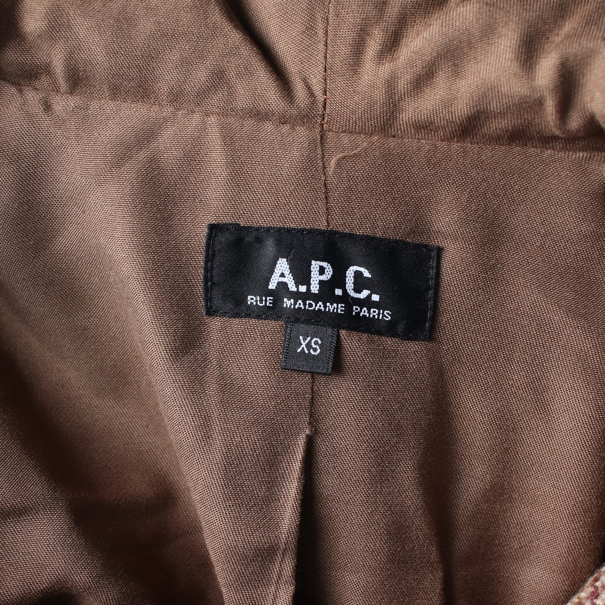 아페쎄 APC 체크 패턴 후드 케이프 울 100% 코트 상세 이미지 3