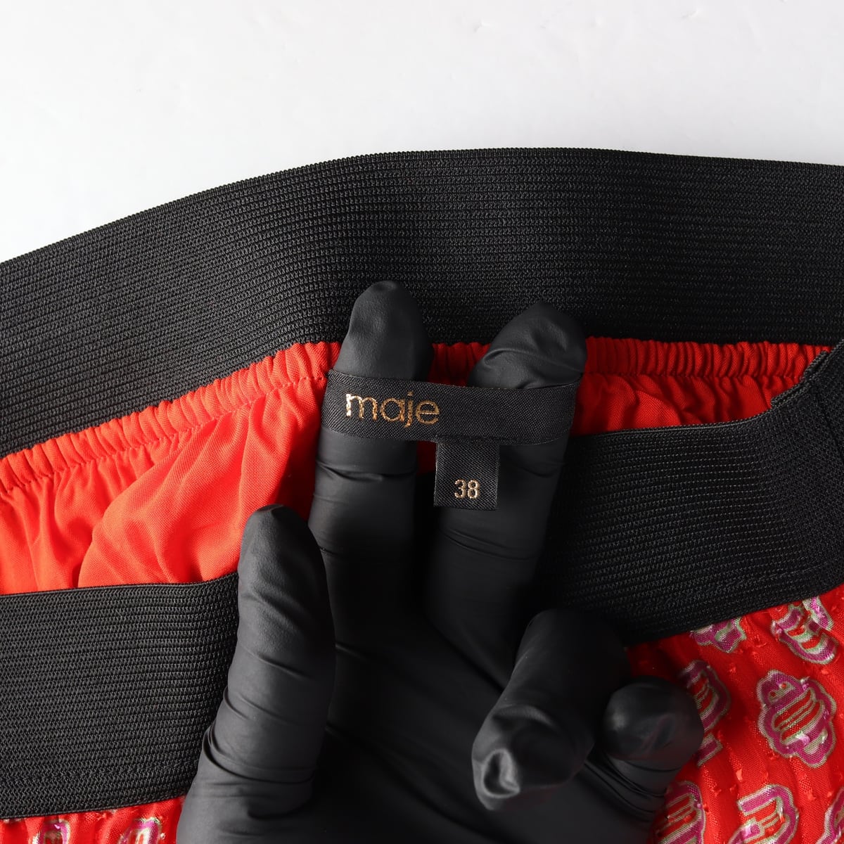 마쥬 도트 패턴 플리츠 플레어 롱 스커트 상세 이미지 3