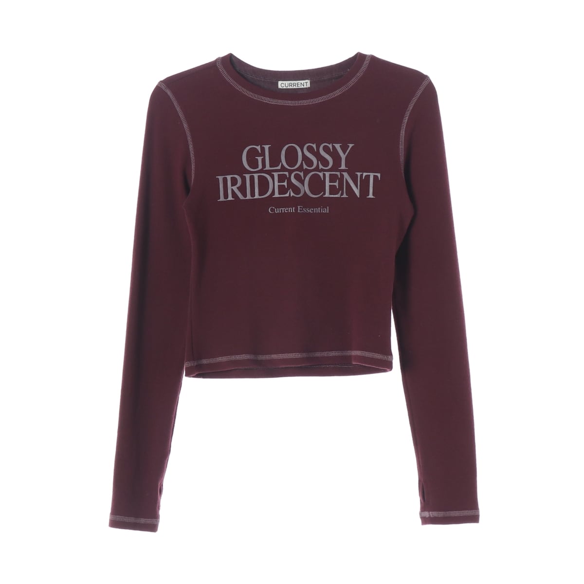 커렌트 GLOSSY IRIDESCENT 프린트 슬림핏 긴팔 티셔츠 상세 이미지 1