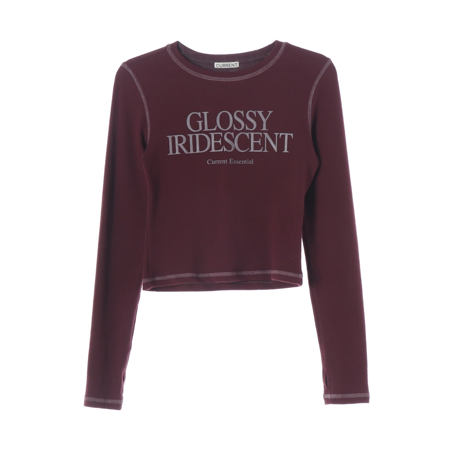 커렌트 GLOSSY IRIDESCENT 프린트 슬림핏 긴팔 티셔츠 이미지 1